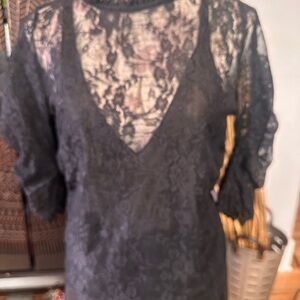 Anthropologie Black Lace Blouse